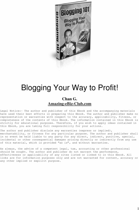 Product picture Blogging 101 - With resell rights