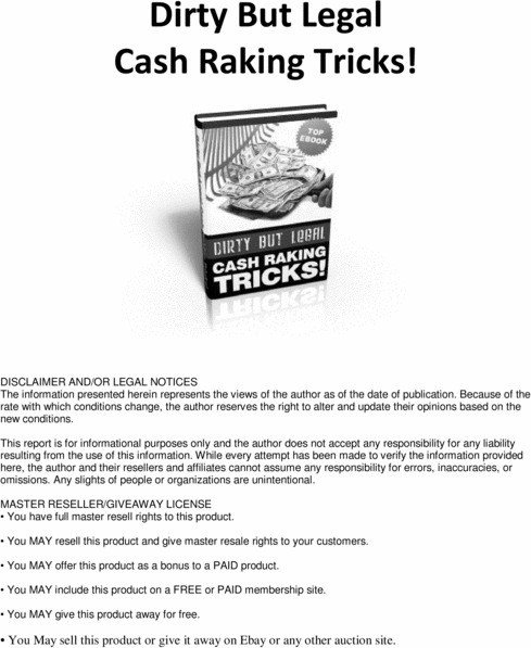 Product picture Cash Raking Tricks - With resell rights