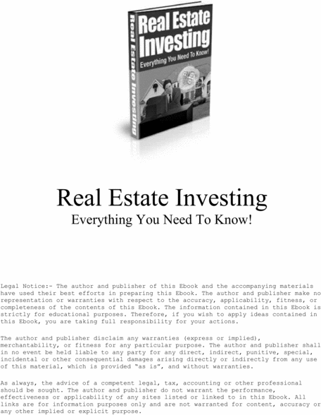 Product picture Real Estate Investing - With Resell rights