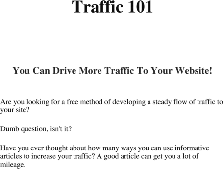 Product picture Traffic 101 - With Resell rights