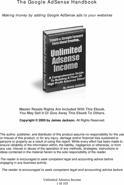 Product picture Unlimited adsense income - With resell rights